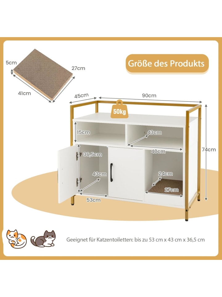 COSTWAY Katzenschrank in Weiß günstig kaufen 45 cm