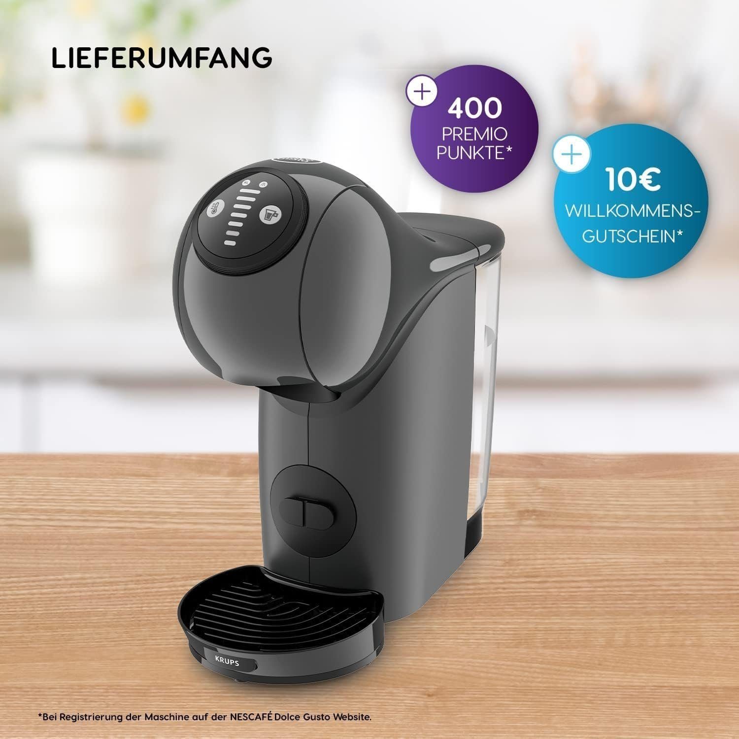 Krups Kapselmaschine Kaffeemaschine Nescafé Dolce Gusto Genio S KP243B Kapselmaschine, + Emsa Travel Mug Thermobecher Blau, 0,8 Liter Wassertank
