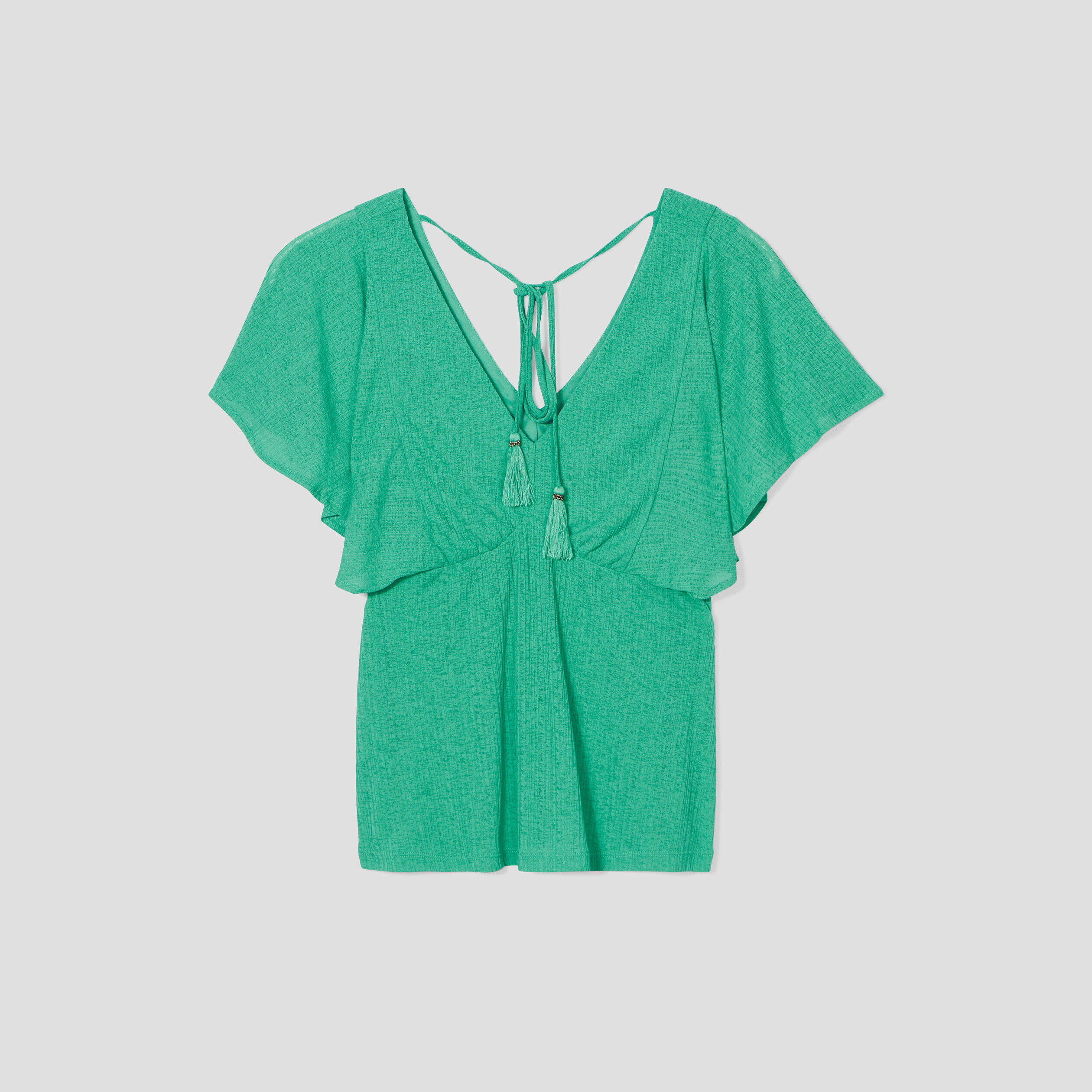 Blouse dos en V avec cordon vert menthe femme | Cache Cache