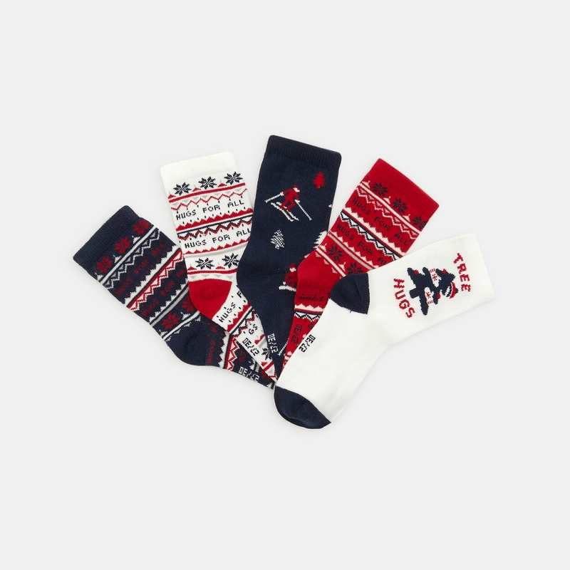 Chaussettes Noël (lot de 5) rouges garçon