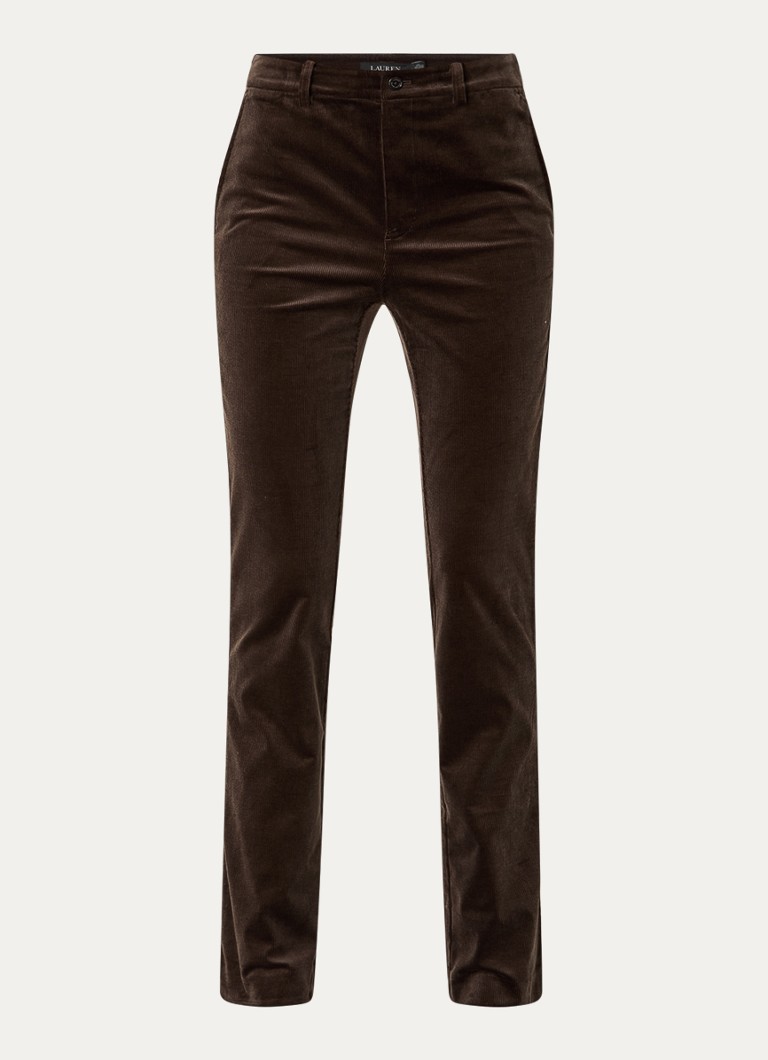 Pantaloni din catifea reiată cu talie medie și croială dreaptă Ralph Lauren