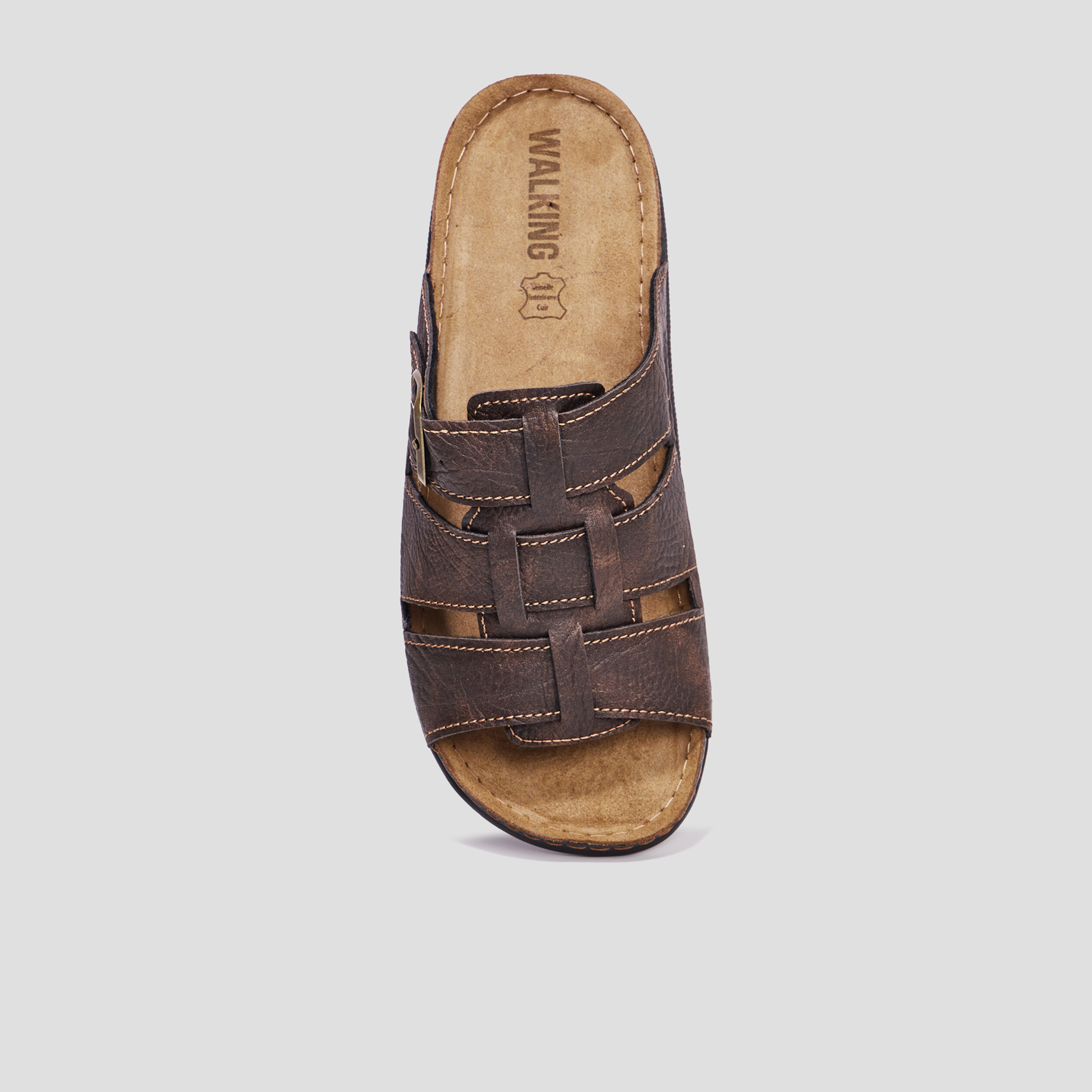 Mules en cuir Walking Gierom marron homme | La Halle