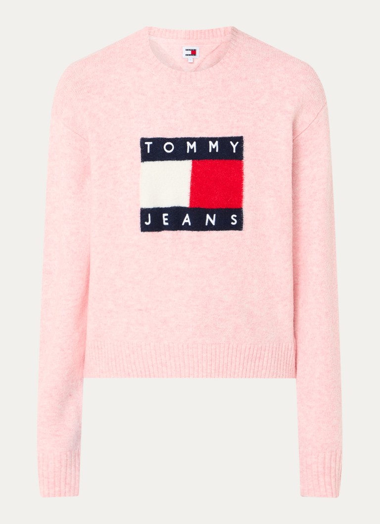 Tommy Hilfiger plono mezgimo megztinis iš vilnos mišinio su logotipu