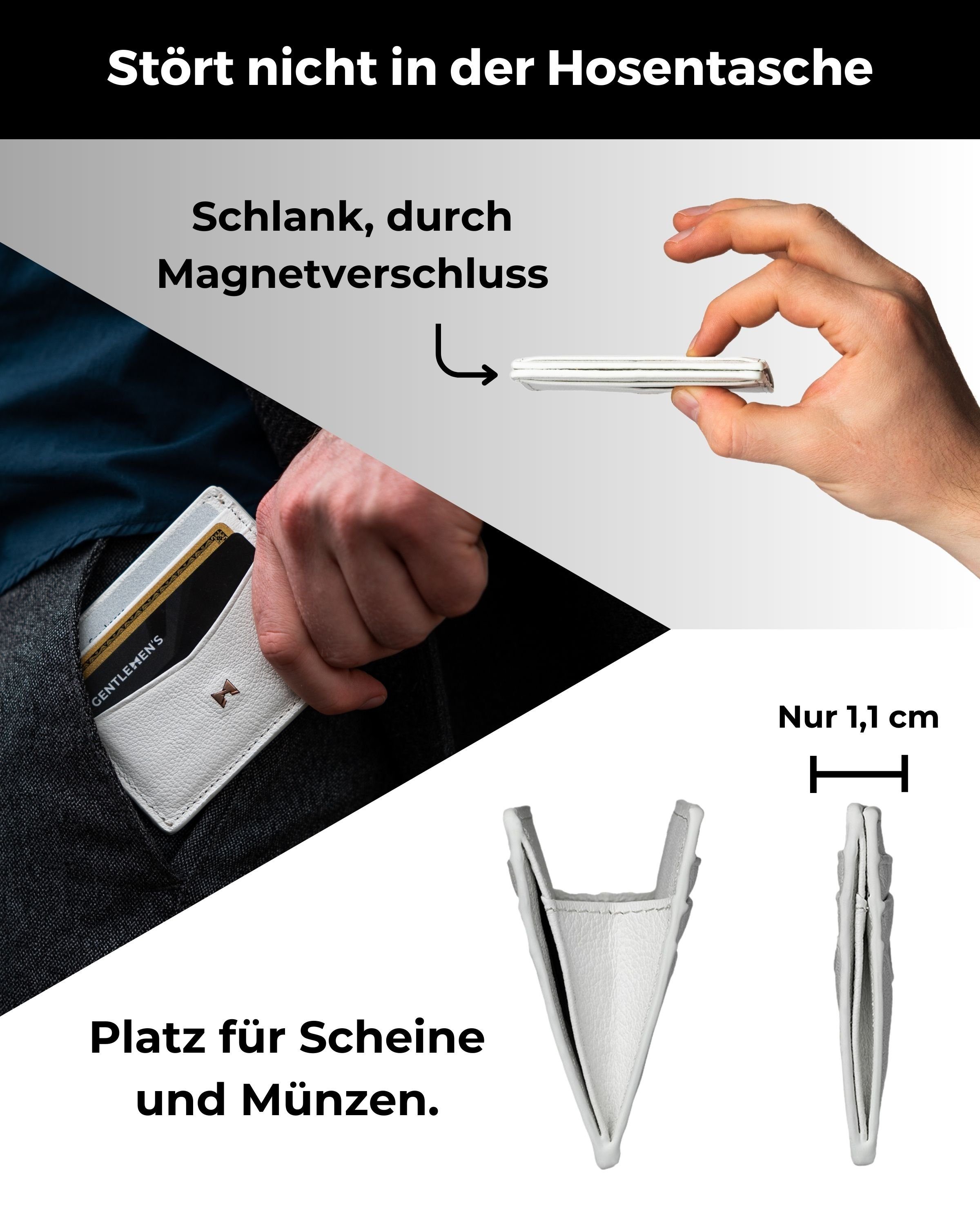 Gentlemen's Kartenetui - Kreditkartenetui mit Mittelfach & RFID Schutz - Slim Wallet Herren, mit Schein- und Münzfach - Herren Geldbeutel mit Fach für AirTag