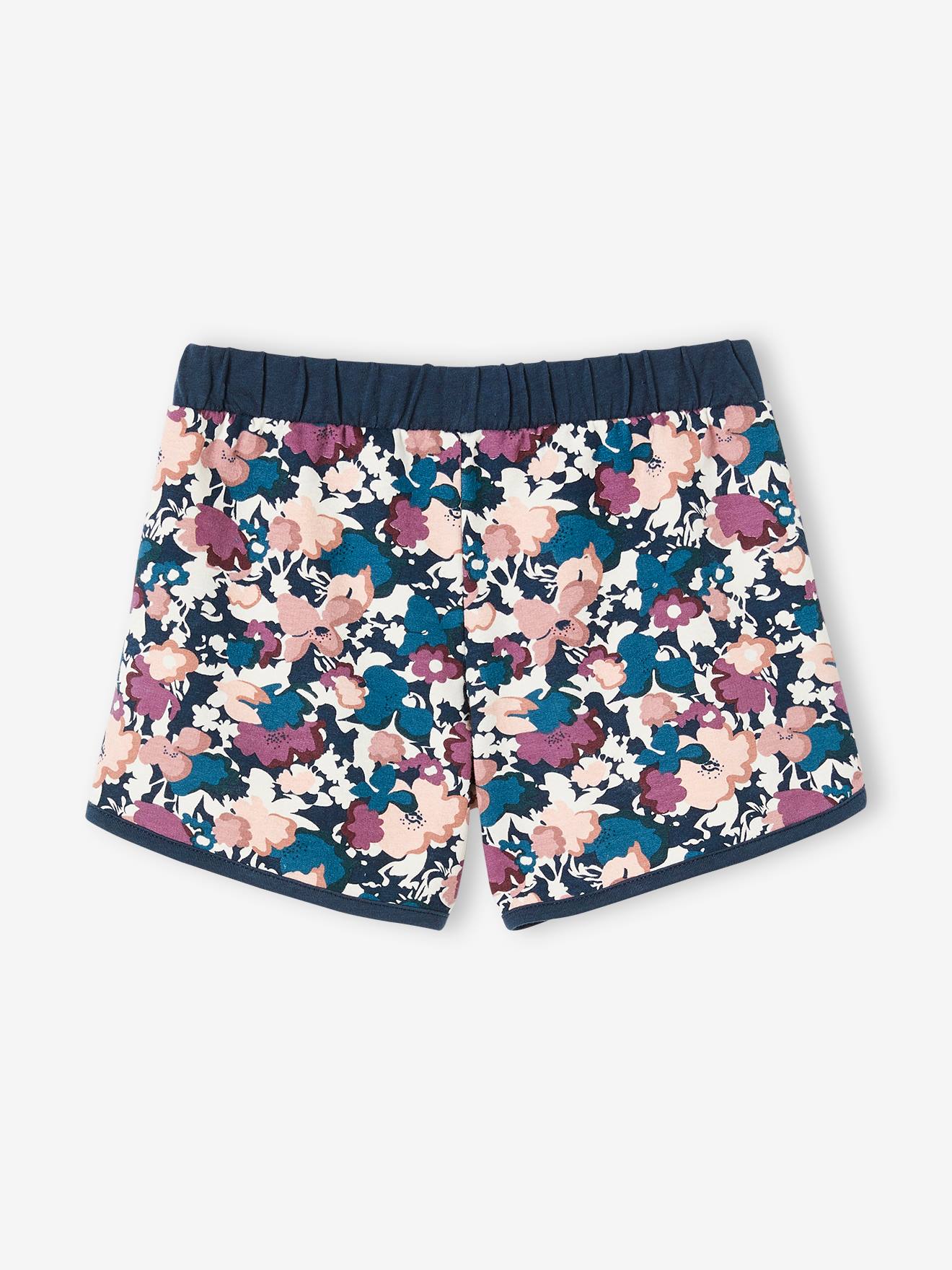 Short de sport imprimé fleurs fille bleu imprimé