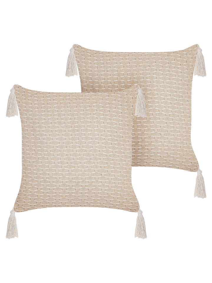 Beliani 2er-Set Dekokissen HAKONE in Beige günstig kaufen onesize