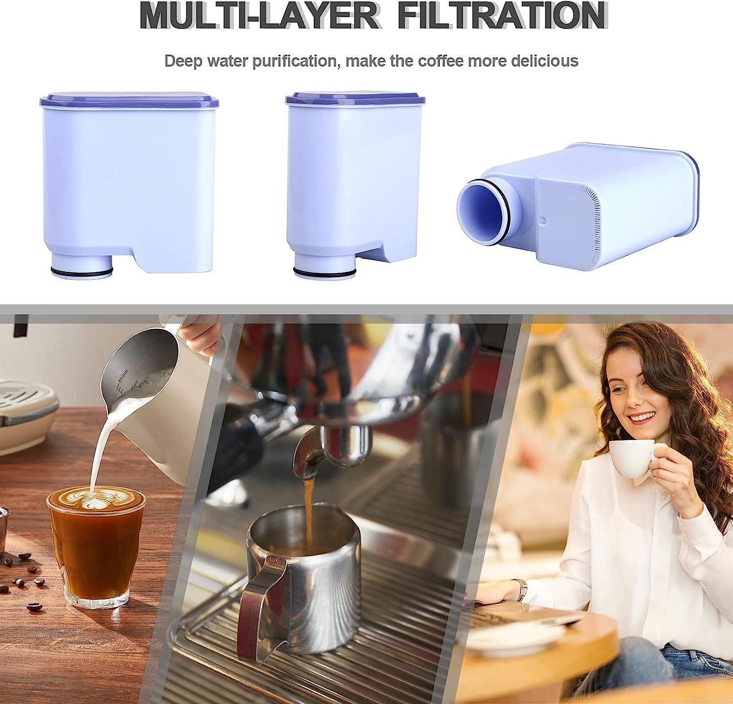 Super Solu Wasserfilter Kaffeefilter für Philips Saeco Kaffeemaschine, Zubehör für EP2124/62 EP2124/72 EP2124/92 EP3146/72 EP3146/82 EP3146/92, Philips Kaffeevollautomaten (CA6903/10)