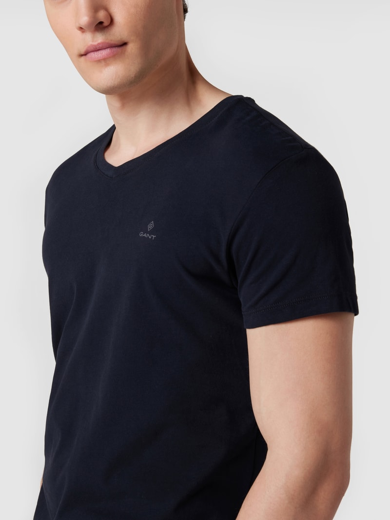 T-Shirt im 2er-Pack mit Brand-Schriftzug in schwarz