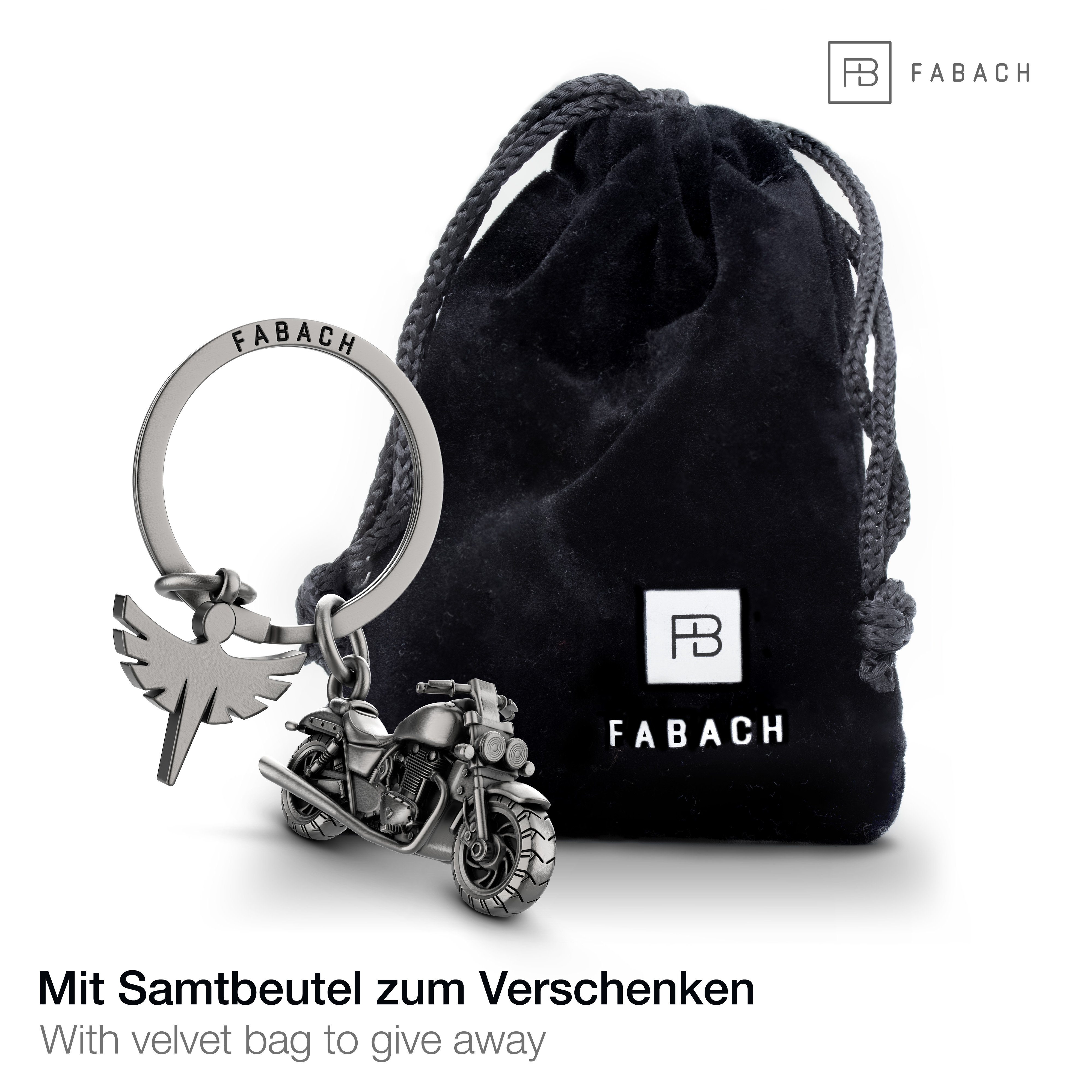 FABACH Schlüsselanhänger Chopper Motorrad mit Schutzengel - Engel Glücksbringer Motorradfahrer