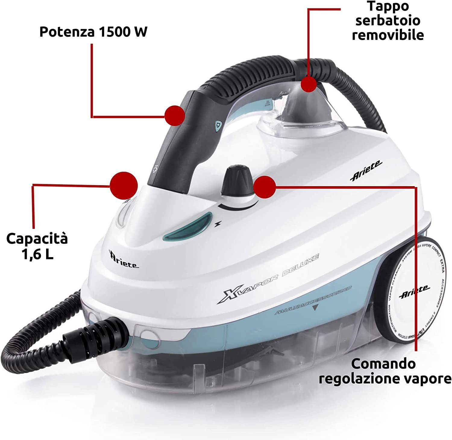 Ariete Dampfreiniger Deluxe 4146 XVapor fahrbarer