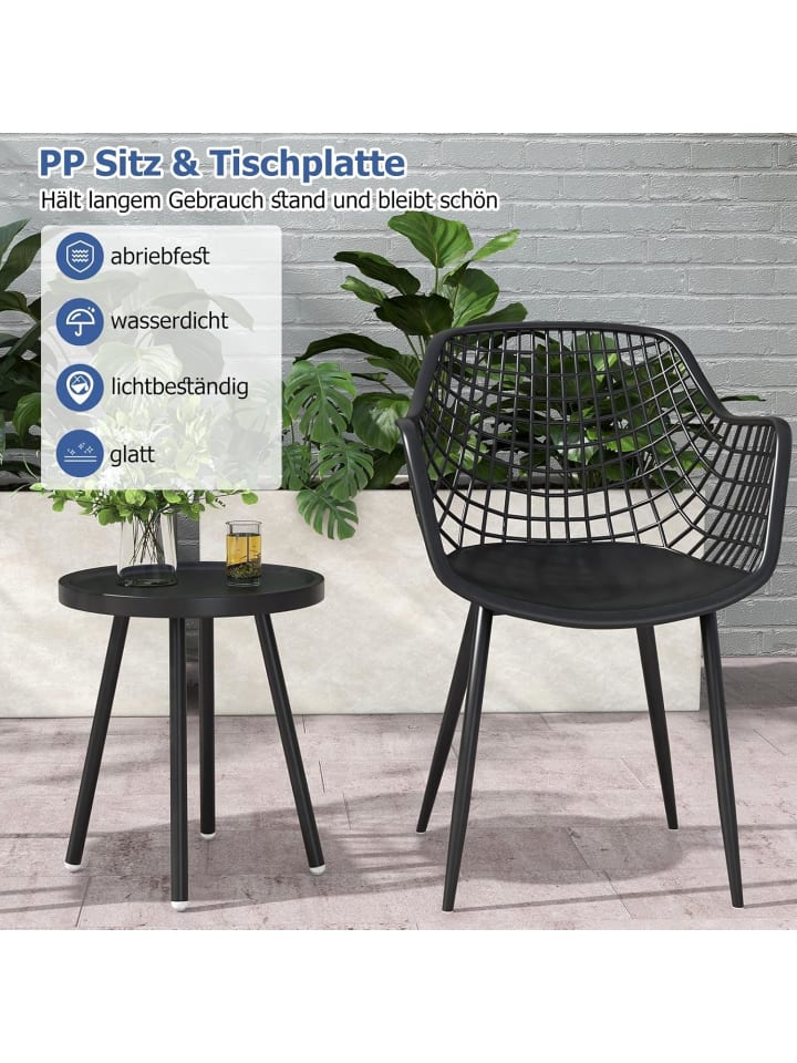 COSTWAY 3 tlg. Balkonmöbel Set in Schwarz günstig kaufen onesize