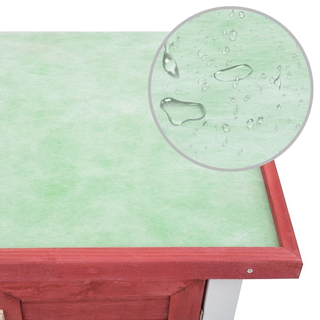 vidaXL Kleintierkäfig Kaninchenstall 4 Türen Rot Holz