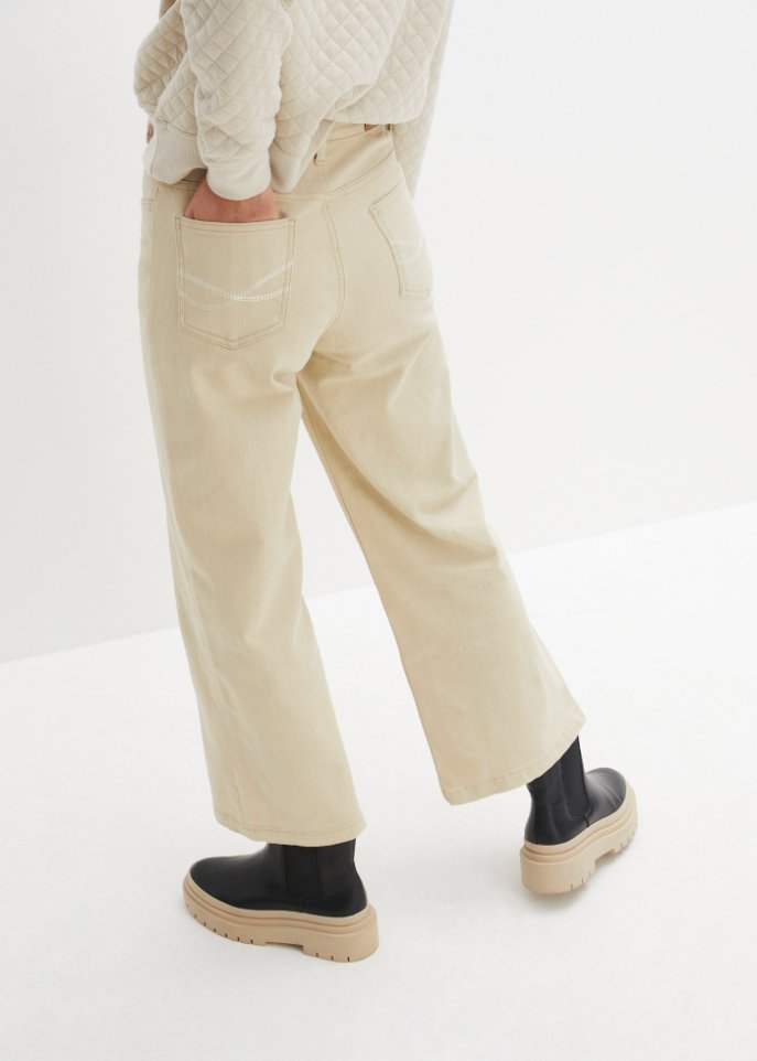Stretch-Jeans Culotte, knöchelfrei