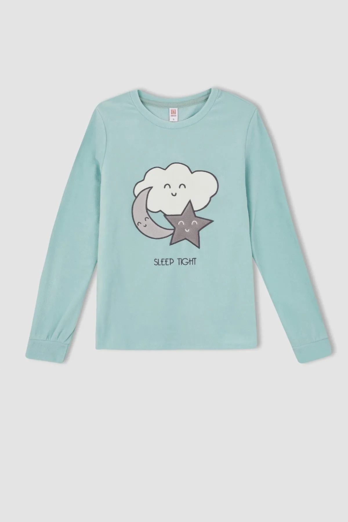 DeFacto  Fall In Love Regular Fit Fleece-Pyjama-Set mit Rundhalsausschnitt und Neujahrsmotiv