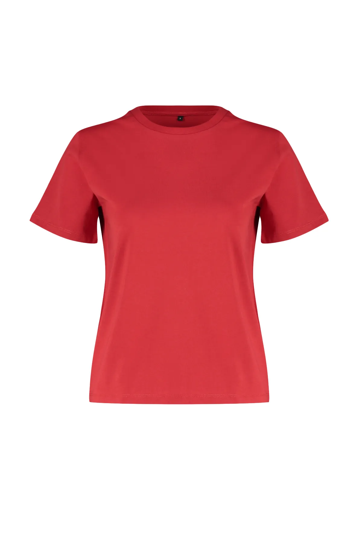 Trendyol Collection  Rotes Basic-Strick-T-Shirt aus 100 % Baumwolle mit Rundhalsausschnitt TWOSS23TS00000