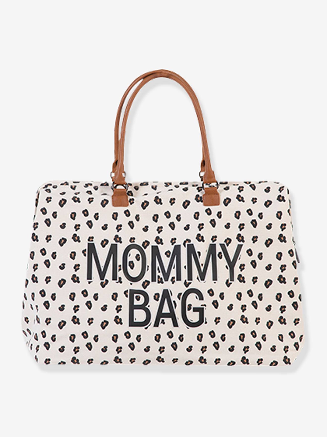 Sac à langer Mommy bag large canvas CHILDHOME blanc cassé léopard