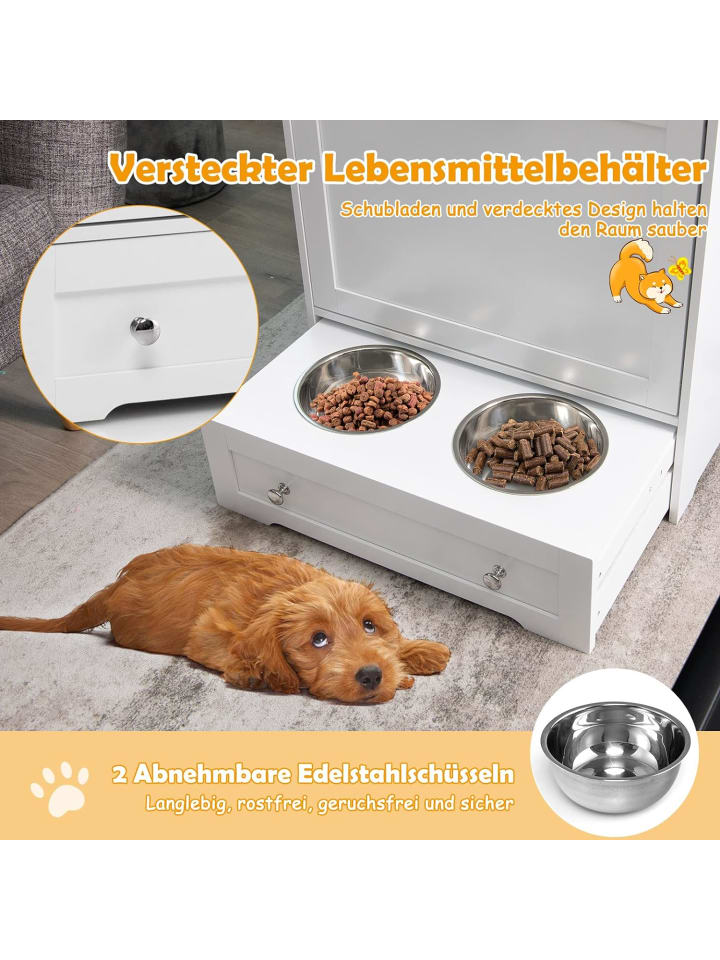 COSTWAY 2 in 1 Haustier-Futterschrank in Weiß günstig kaufen onesize
