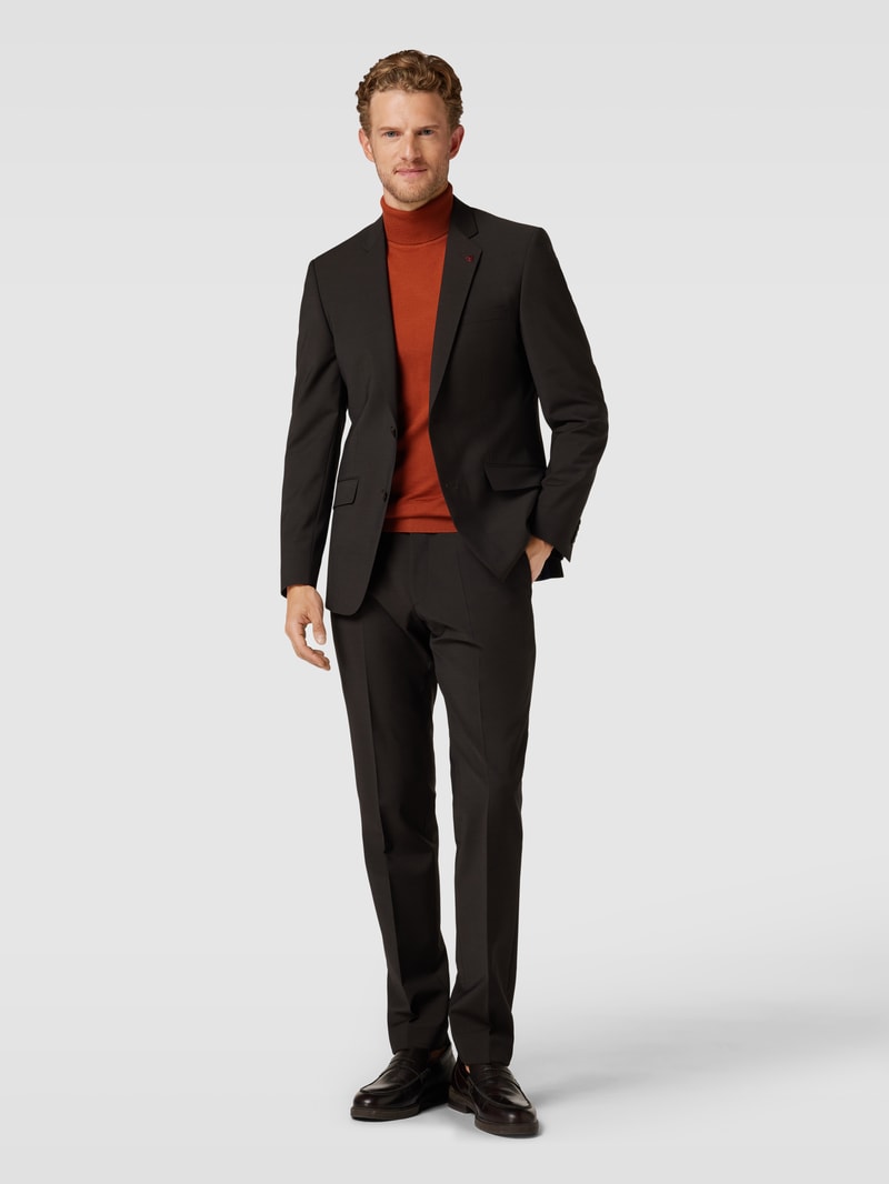 Slim Fit Anzug mit 2-Knopf-Sakko in dunkelbraun