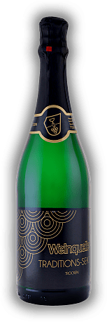 Weinquelle Traditions-Sekt Trocken Weinquelle Traditions-Sekt Trocken Unsere trockene Hausmarke - dezent duftig mit weinigem Typus. 0,75	 Liter - Vol 11%