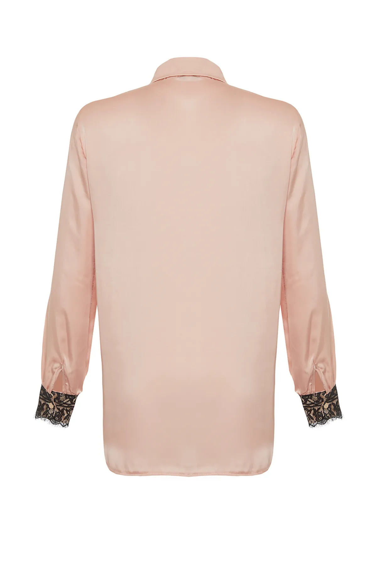 Trendyol Modest  Gewebtes Satinhemd mit Spitzendetails und getrockneten Rosen TCTSS24TG00024