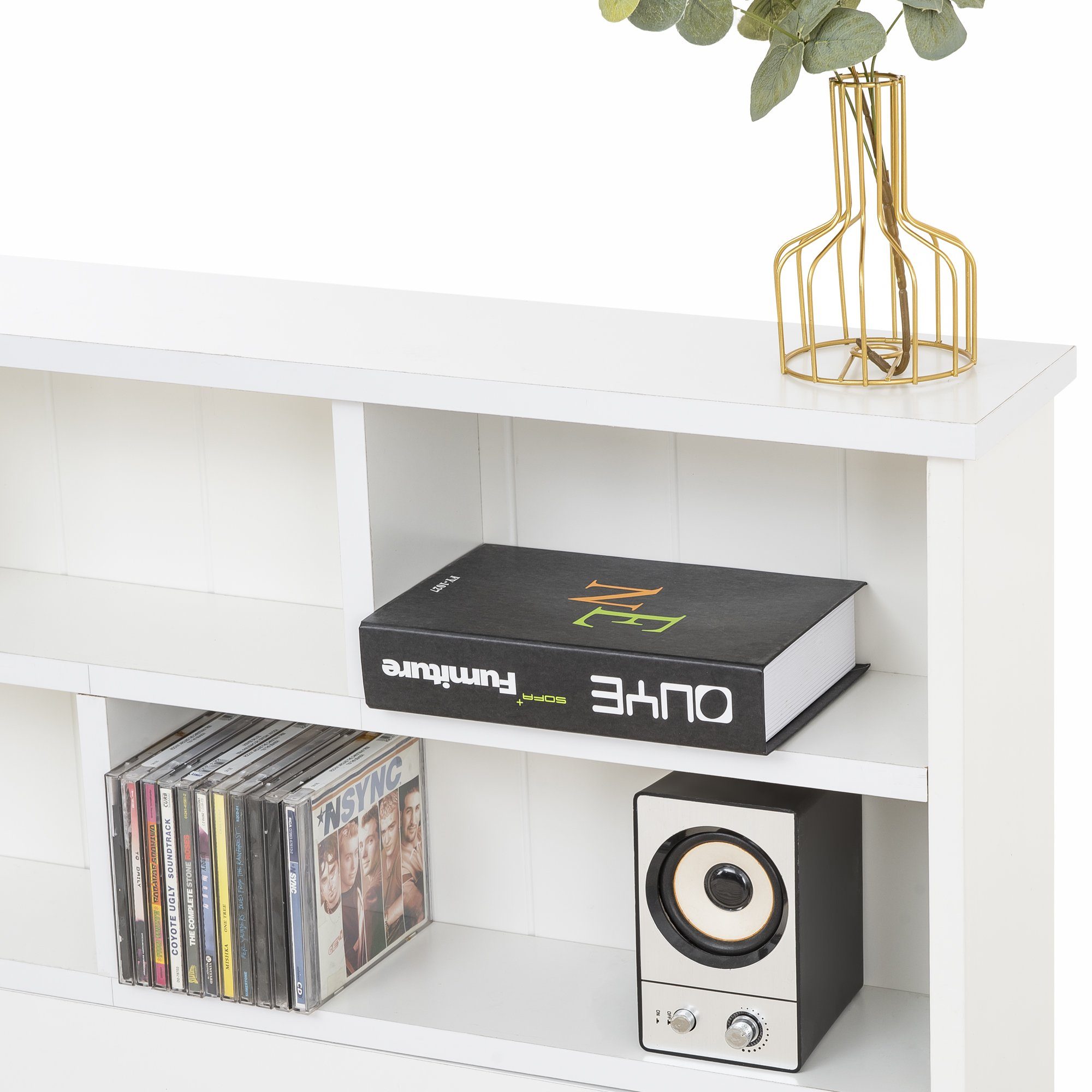 HAUSS SPLOE Holzbett Doppelbett Jugendliche und Erwachsene Kinderbett (Einzelbett oder Doppelbett, mit großer Schublade und Bücherregal Kopfteil), aus Massivholz Kiefer, Weiß, ohne Matratze, 90× 200 cm oder 140× 200 cm
