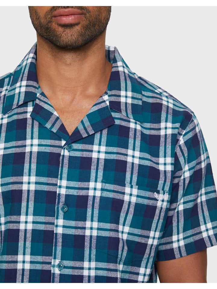 Threadbare Pyjama Temple PJ Set in Navy / Green Check günstig kaufen