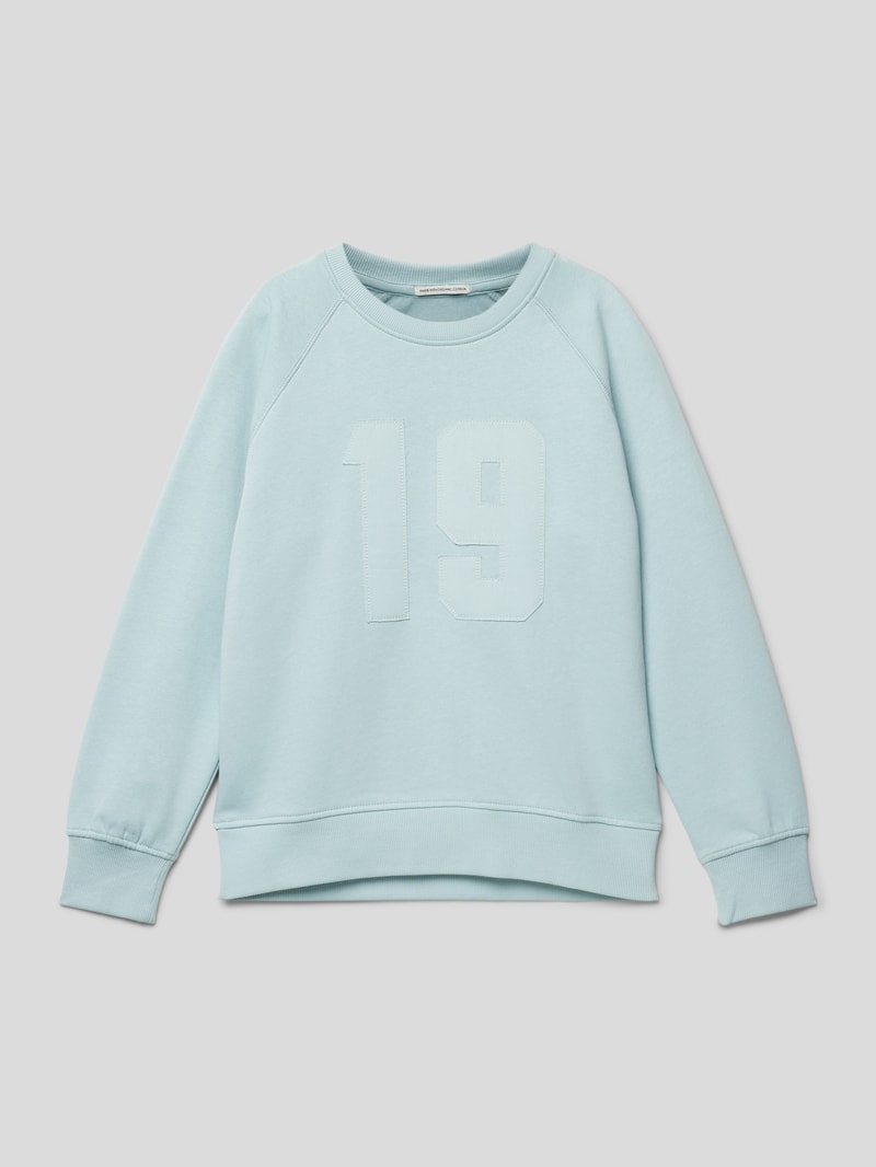 Sweatshirt mit geripptem Rundhalsausschnitt in bleu