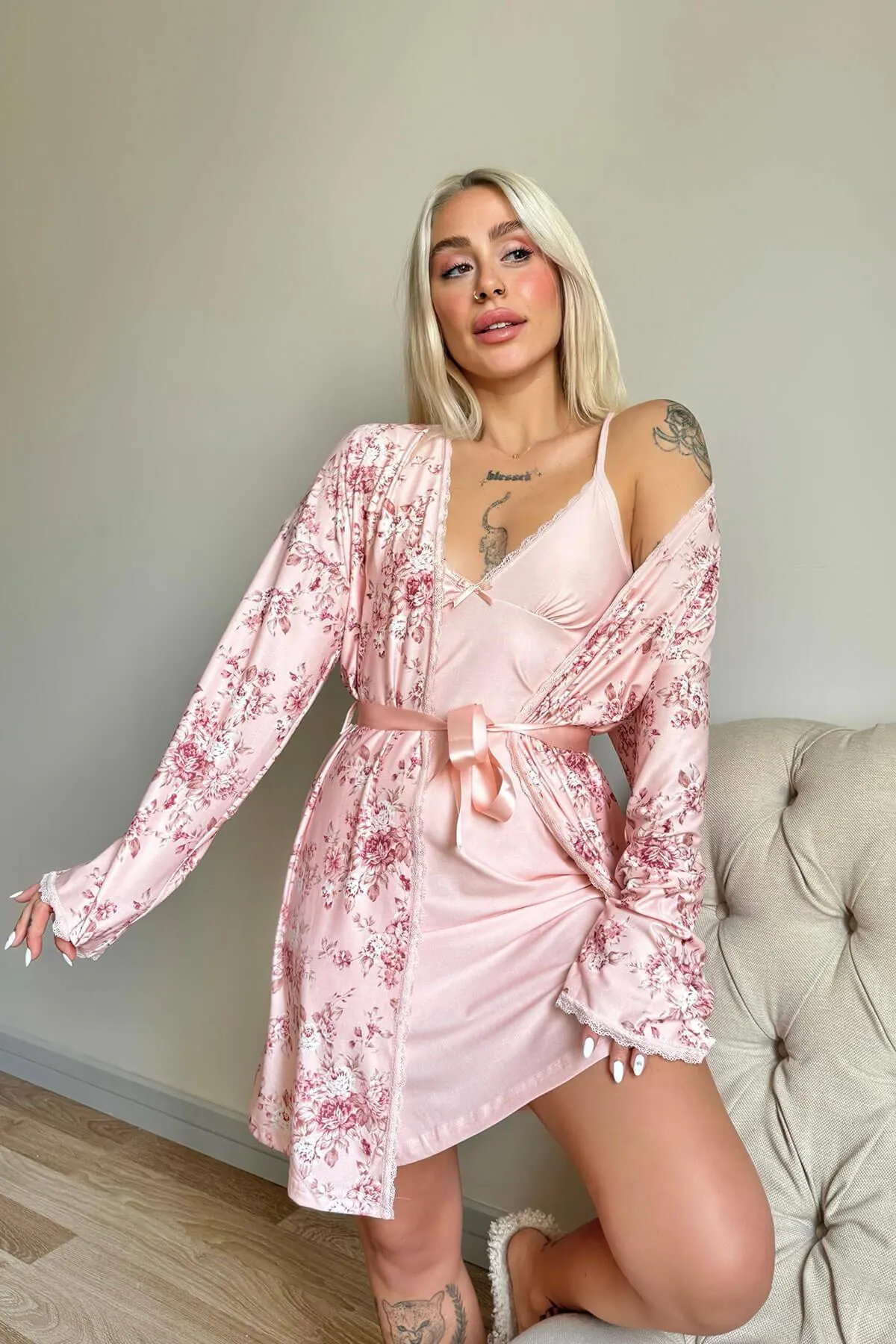 Pijamaevi  Pyjama set - Rosa - Unifarben