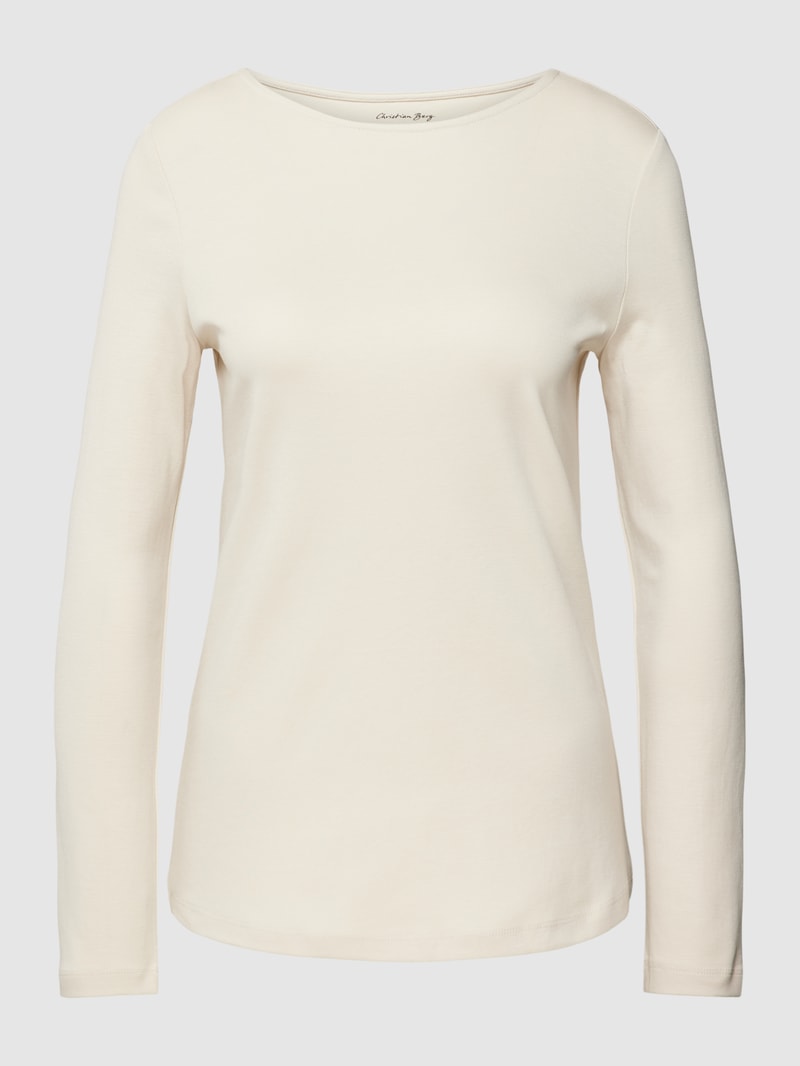 Longsleeve mit U-Boot-Ausschnitt in stein