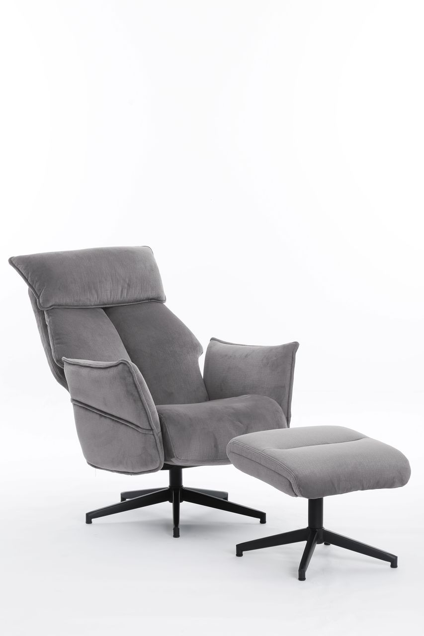 Happy Home Happy Home gepolsteter Relaxsessel mit Hocker HWP60-GRA grau