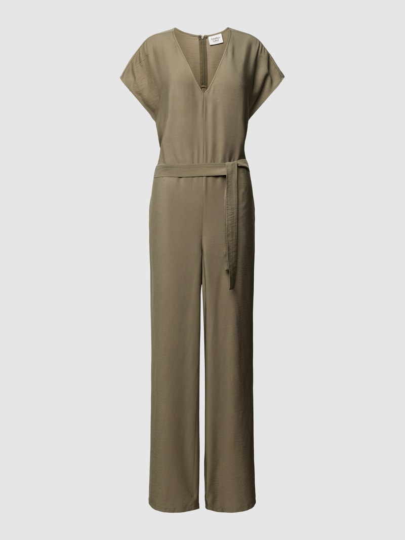 Jumpsuit mit V-Ausschnitt in olivgrün