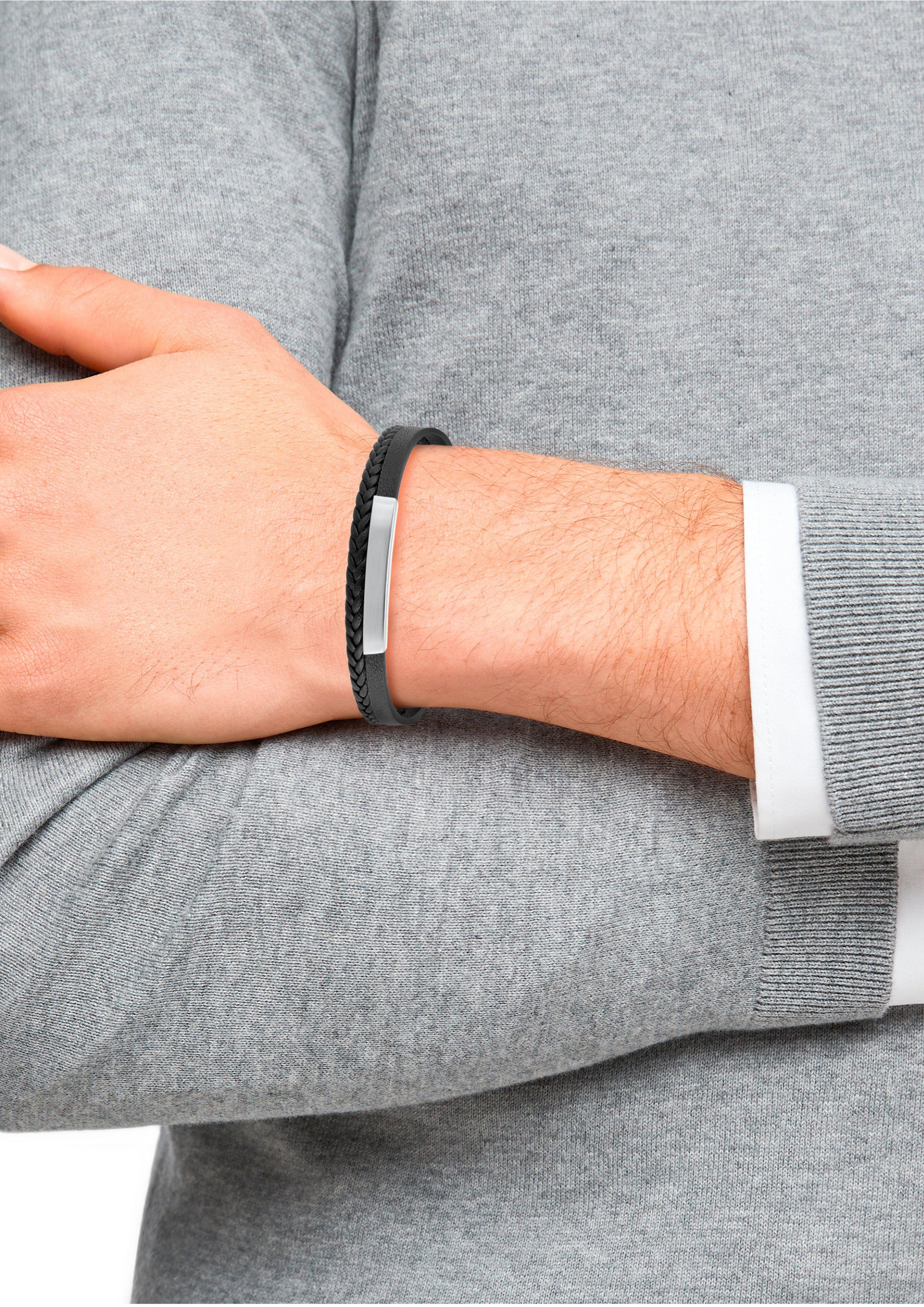Lederarmband mit Edelstahl  6008950-99B0
