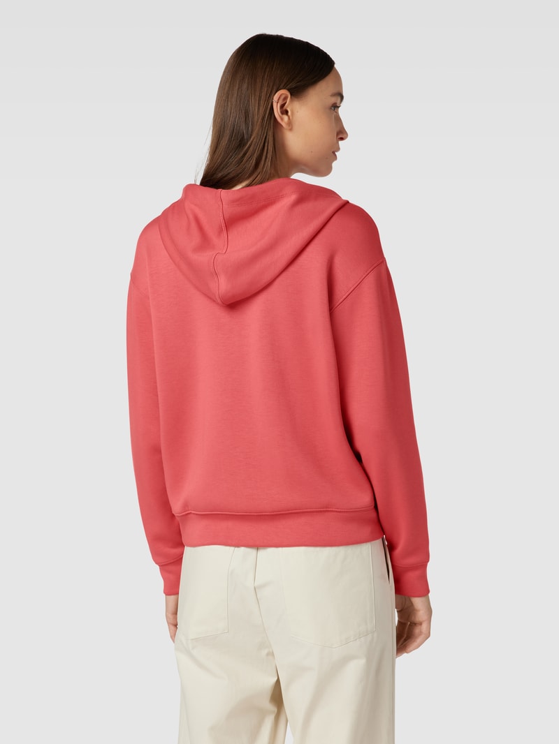 Hoodie mit Label-Print und Känguru-Tasche in hellrot