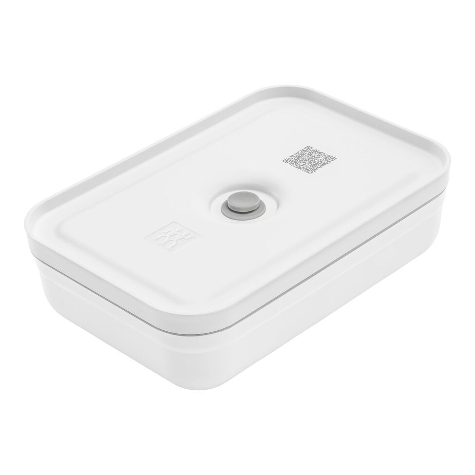 Vakuum Lunchbox L flach, Kunststoff, Weiß-grau