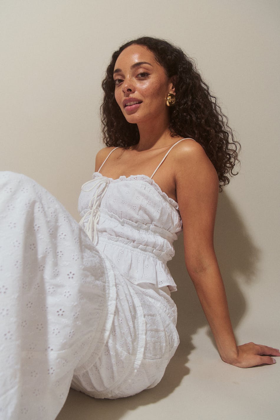 Gathered frill tie top