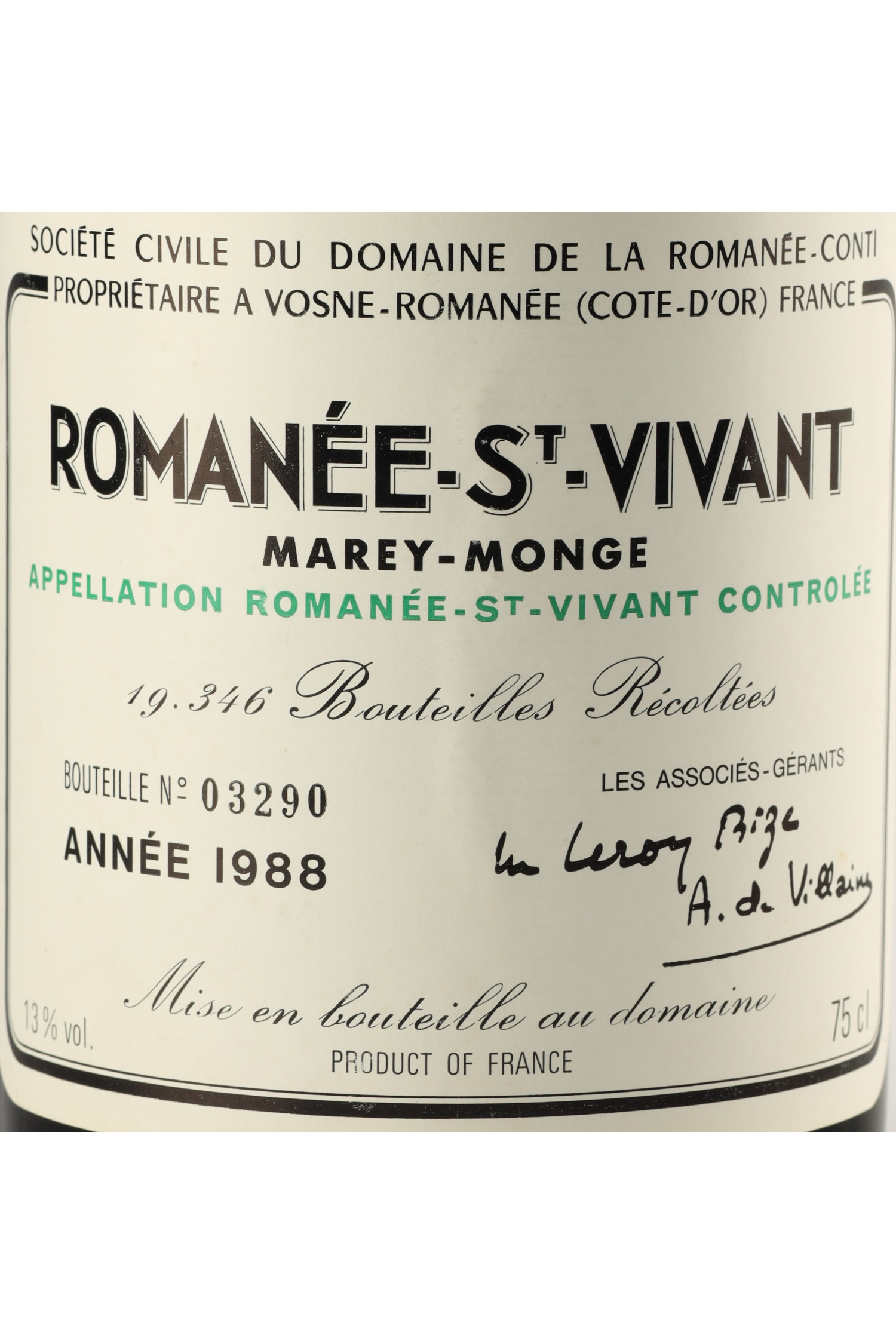 Vin 1988 DOMAINE DE LA ROMANEE CONTI 1988, Romanée Saint Vivant. Vin ancien - SoDivin