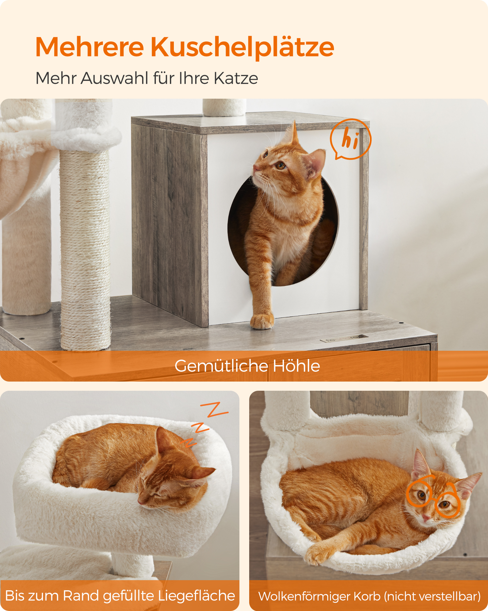 FEANDREA Kratzbäume FEANDREA Kratzbaum mit Katzenklo-Schrank 2-in-1 dunkelgrau