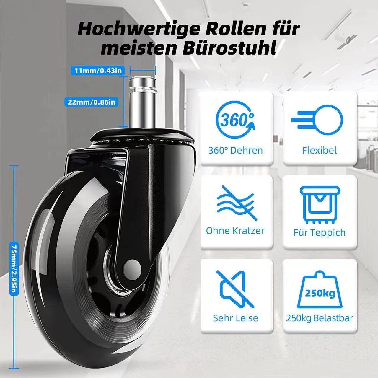Aiidoits Bürostuhl Bürostuhl, Ergonomischer Schreibtischstuhl, Drehstuhl (Chefsessel,Verstellbare Armlehne,leise Rolle, mit Wippfunktion bis 125)
