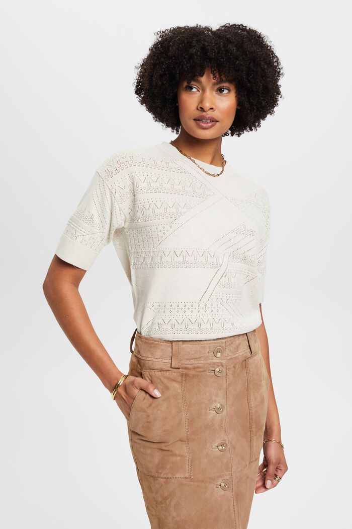 Kurzärmeliger Pullover aus Leinenmix