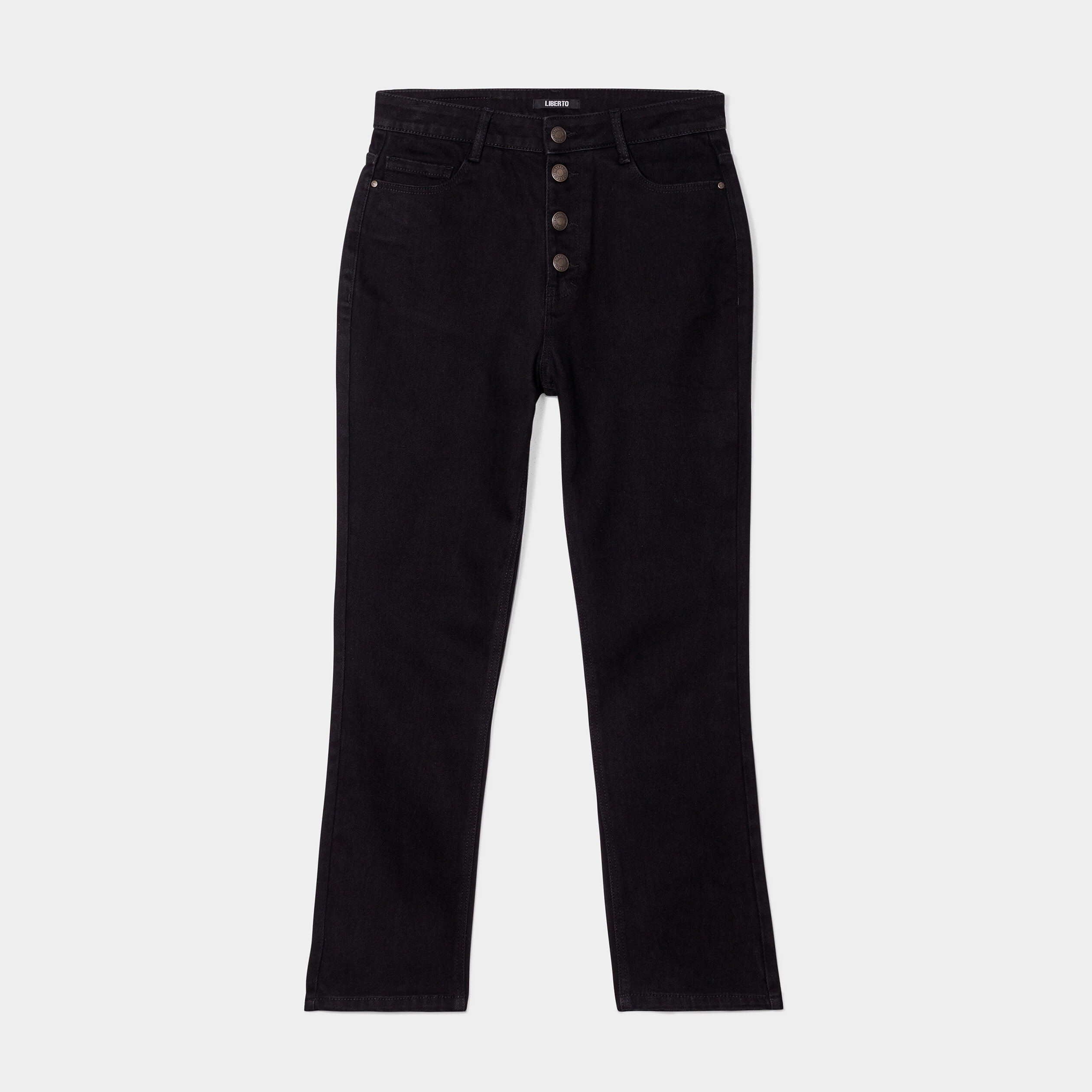 Jeans droit boutonné Liberto denim noir femme | La Halle
