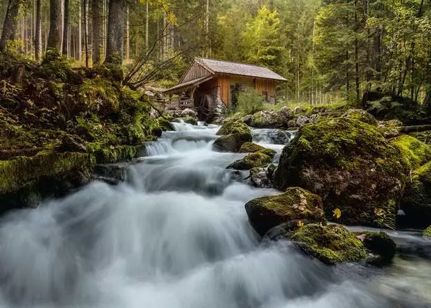 Puzzle 1000 Teile - Mühle am Gollinger Wasserfall