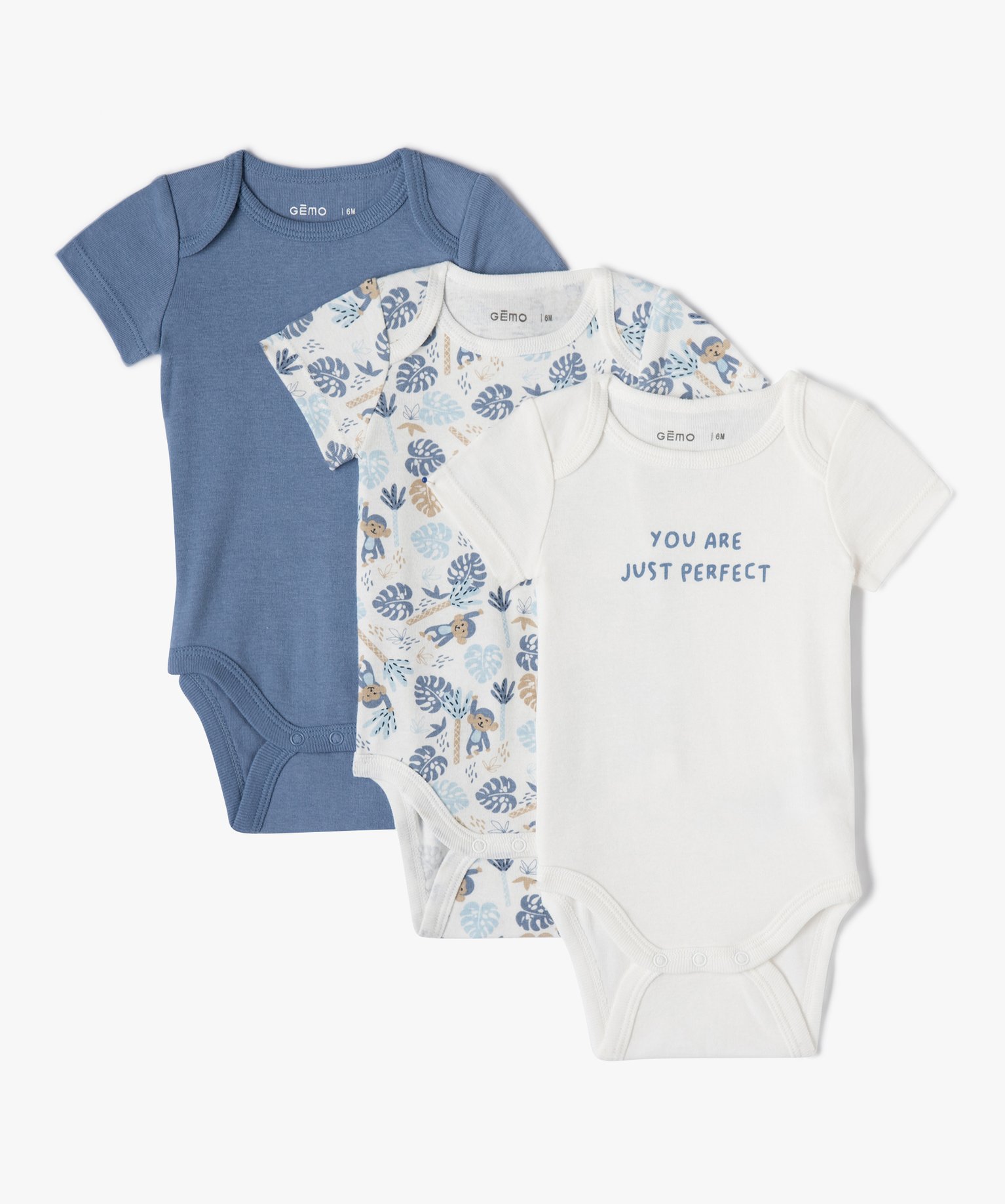 Body bébé manches courtes à col américain imprimé (lot ... ecru | GEMO
