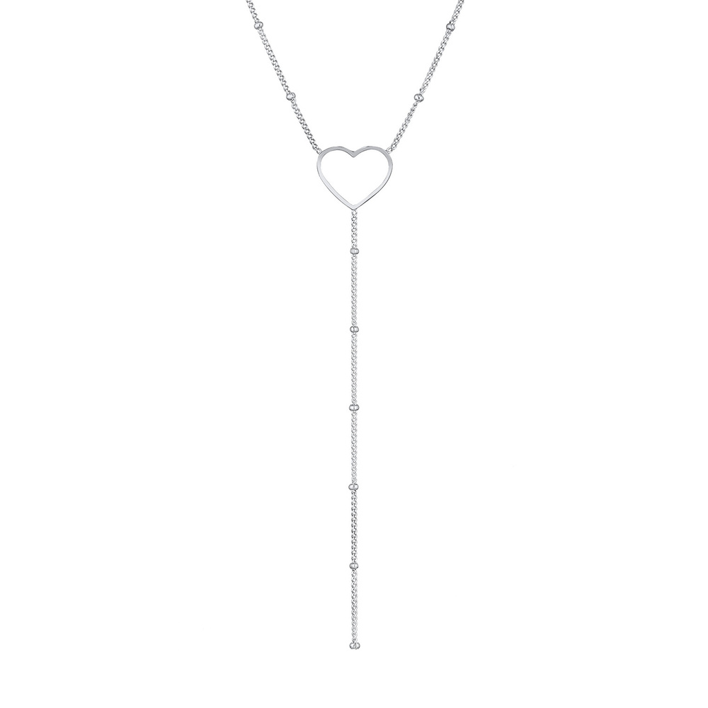 Elli Elli Collier Femmes chaîne en Y cœur boules en argent sterling 925 plaqué or collier