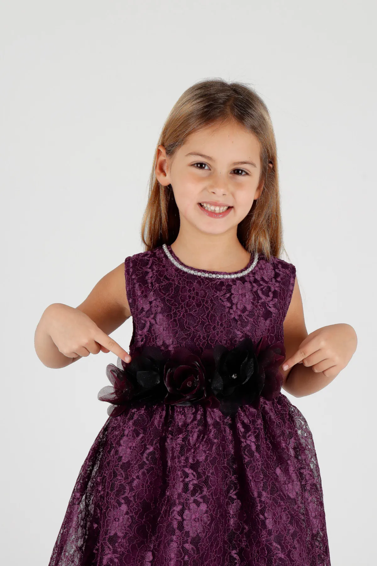 AHENGİM  Mädchen-Abendkleid mit Spitze, Ak2208