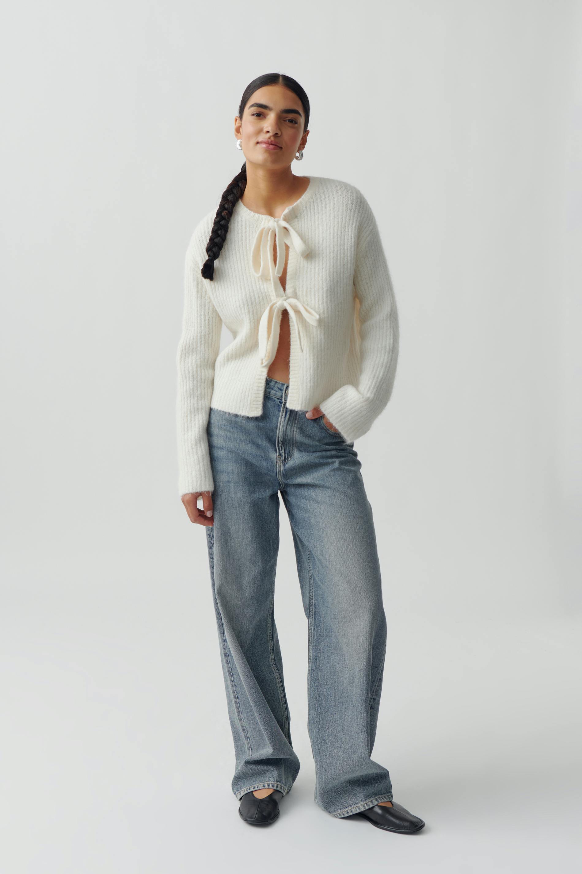 Knitted tie cardigan