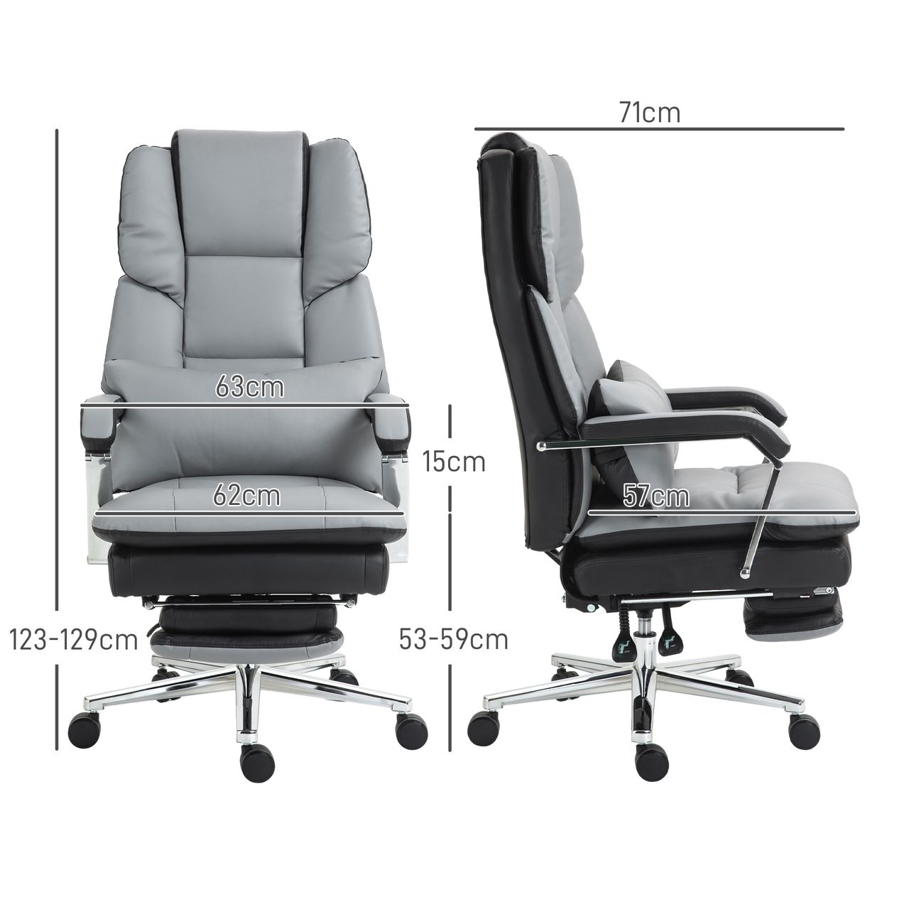 HOMCOM Bürostuhl, Ergonomischer Schreibtischstuhl mit Wippfunktion, Fußstütze