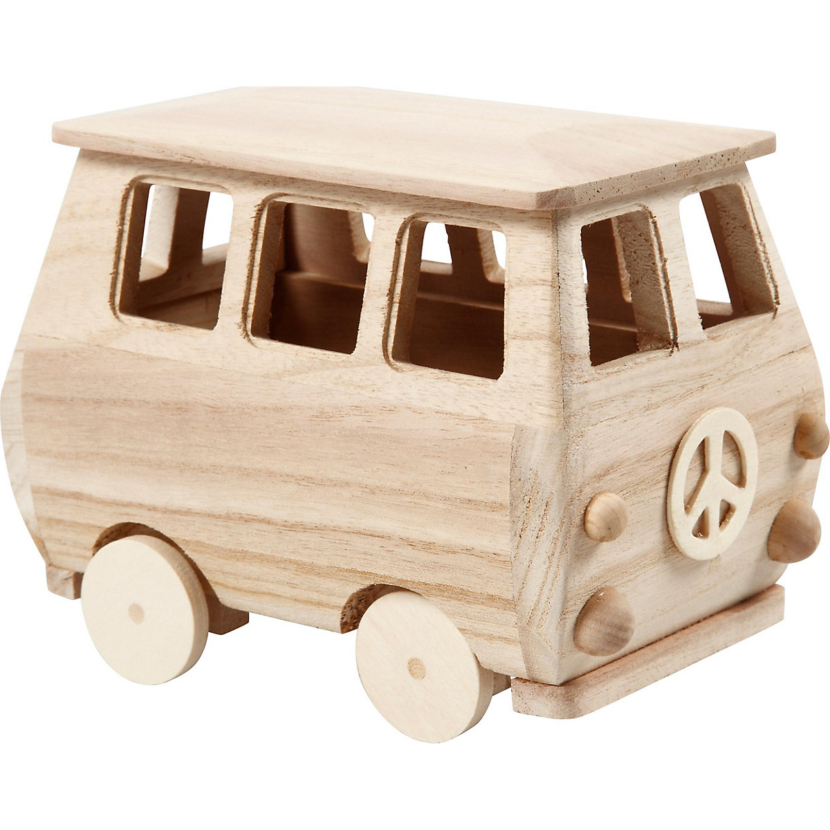 Deko Minibus aus Holz, 17x10x13 cm