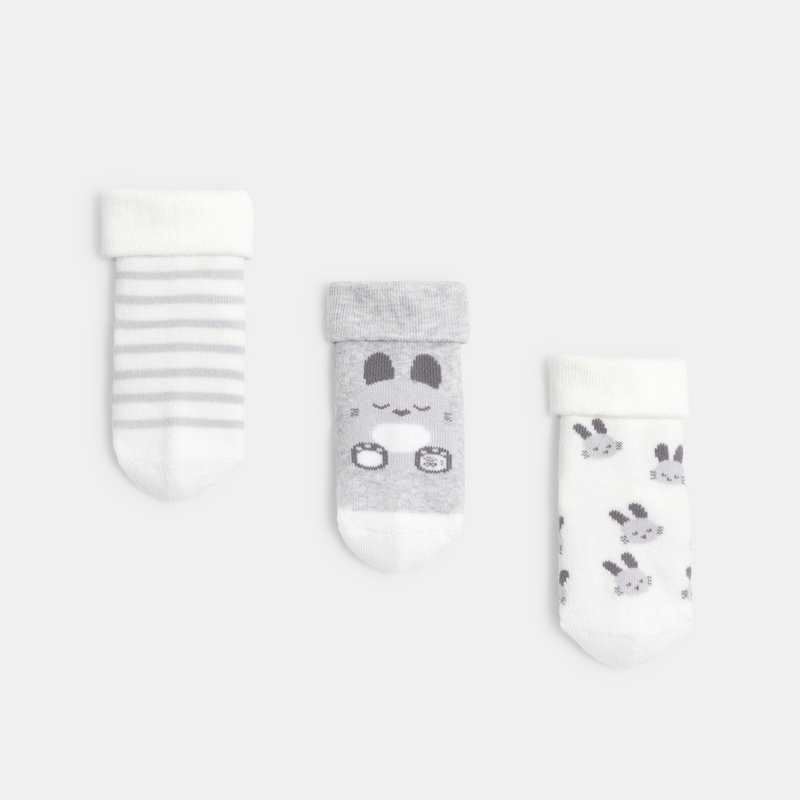 Chaussettes douces (lot de 3) blanches naissance