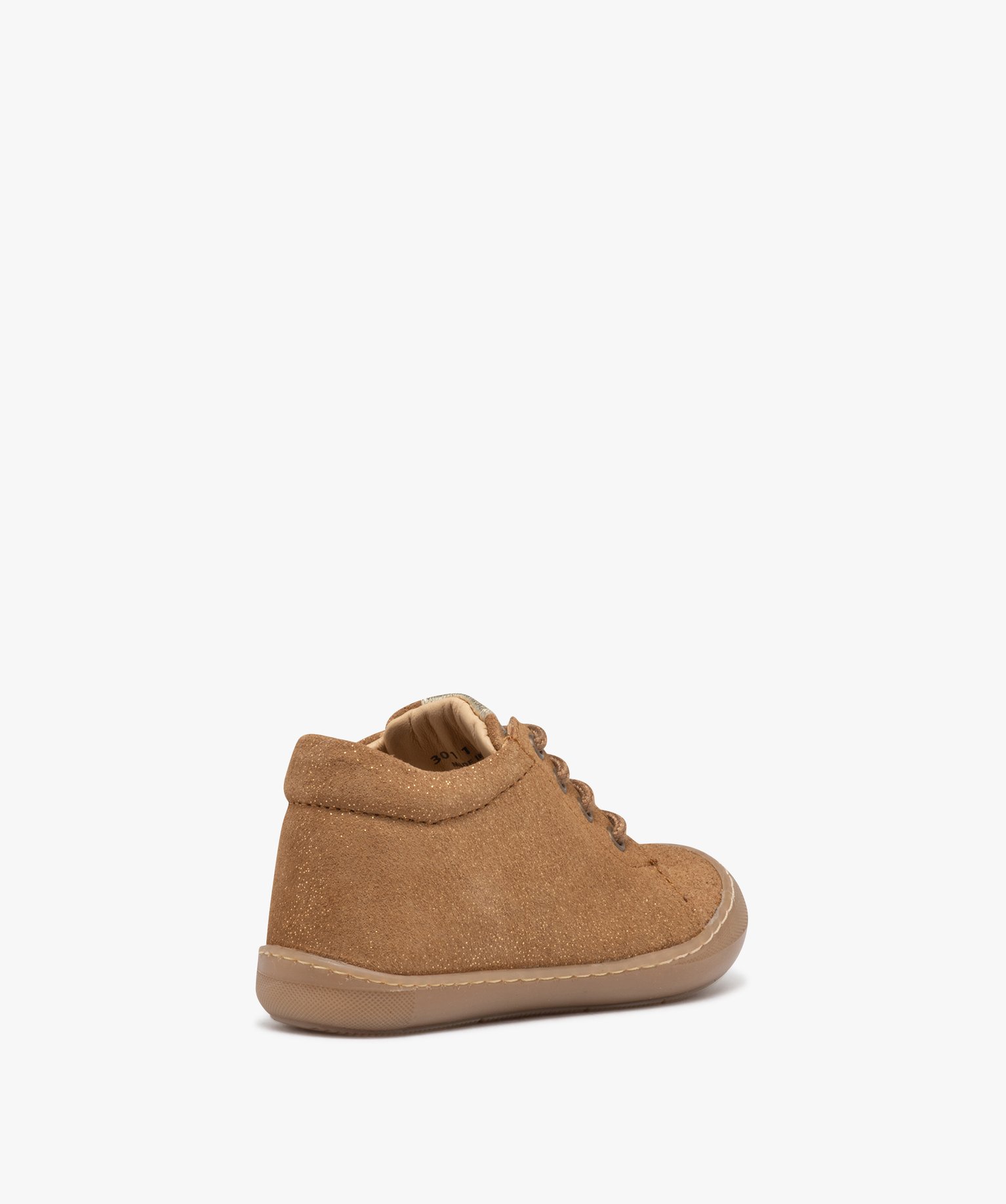 Chaussures premiers pas bébé fille en cuir à paillettes -... camel | GEMO