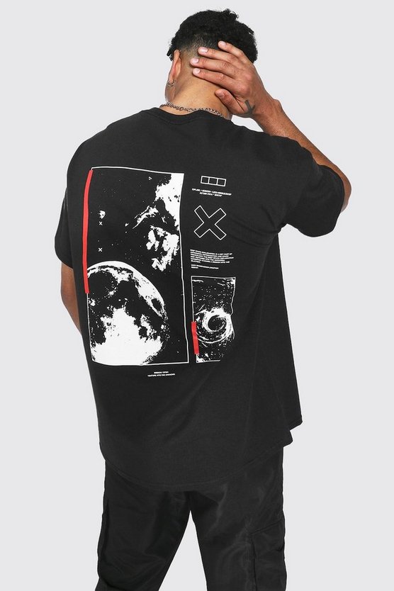 Oversize T-Shirt mit Space-Print hinten
